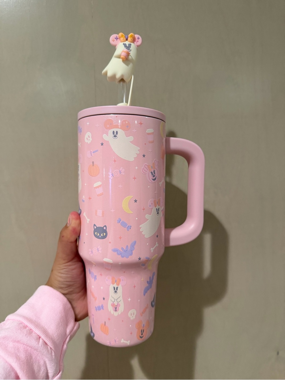 Disney parks Pink Halloween Ghost Travel tumbler with Handle